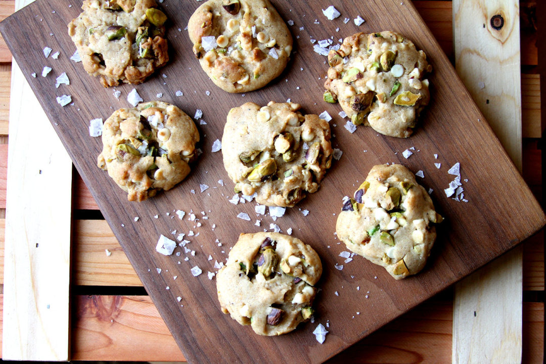 Salted Honey Pistachio Cookies, with White Chocolate Chips A Cup of