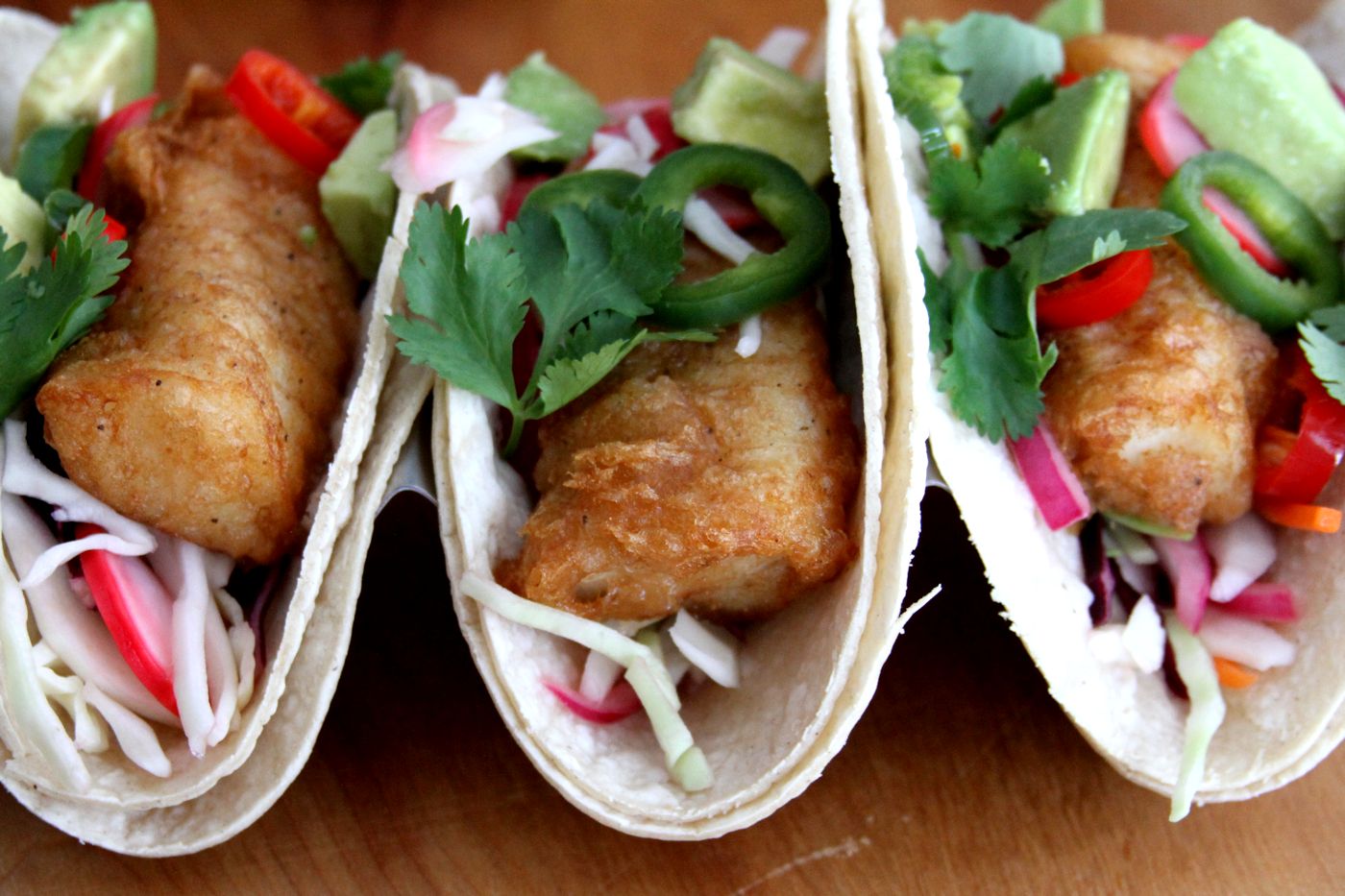 Fish Tacos with Quick Pickled Toppings, Cabbage, Avocado and Cilantro A Cup of Sugar … A Pinch