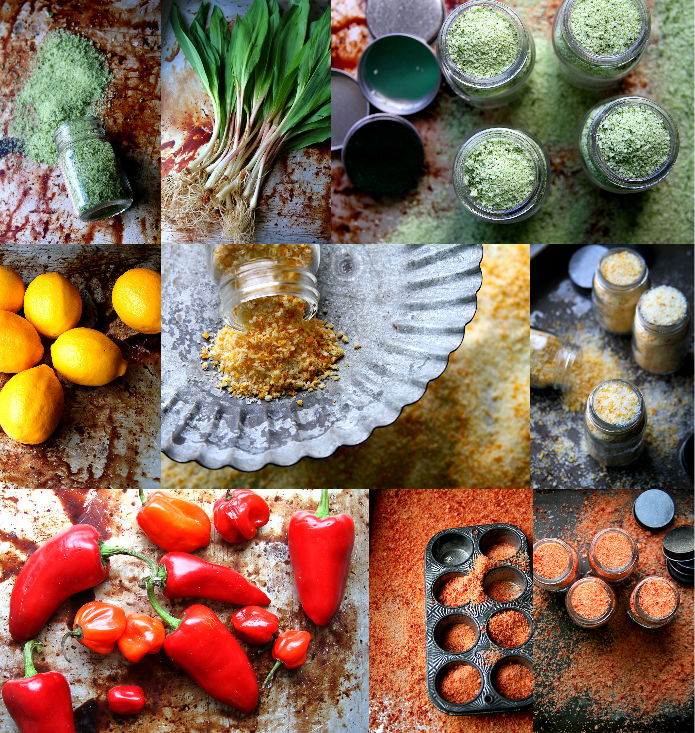 Flavored Salt Trio Ramps (Wild Garlic), Spicy Chili and Meyer Lemon