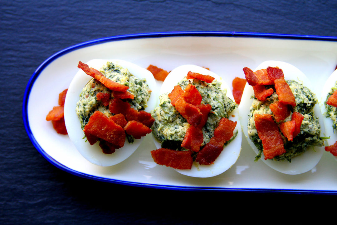 Deviled Eggs Florentine, with Bacon A Cup of Sugar … A Pinch of Salt