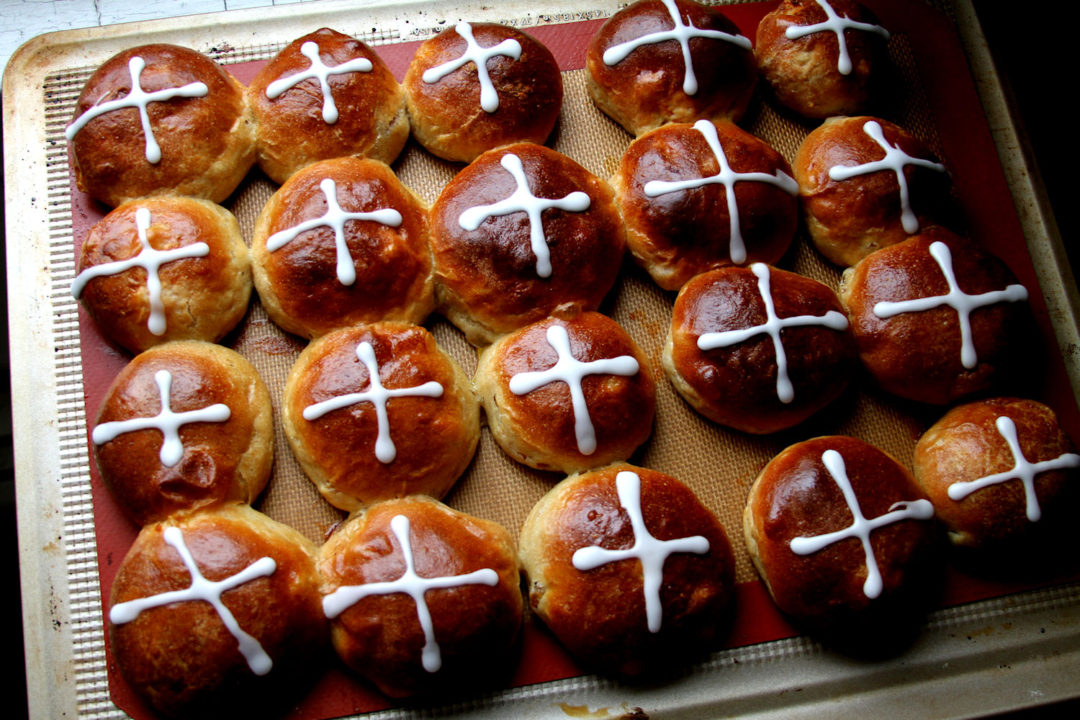 apricot almond hot cross buns